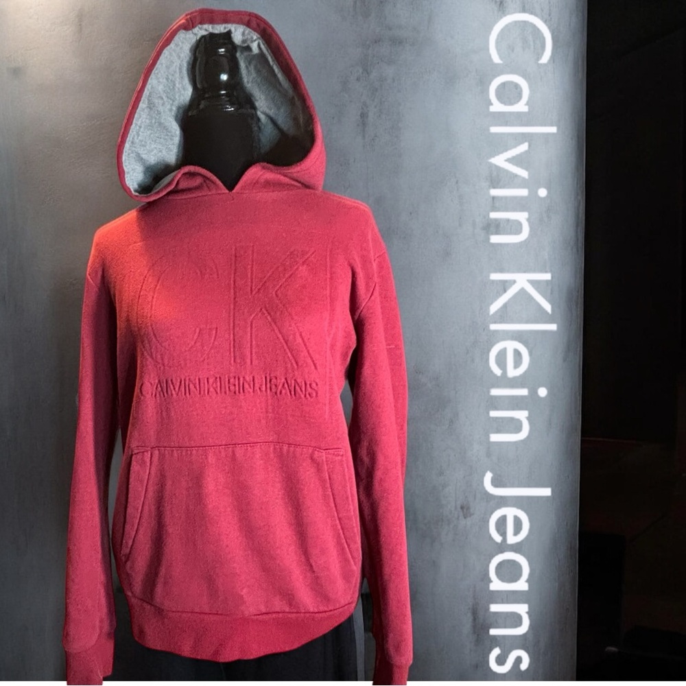 CALVIN KLEIN JEANS Rustic Red Hoodie Sweatshirt Sz XL